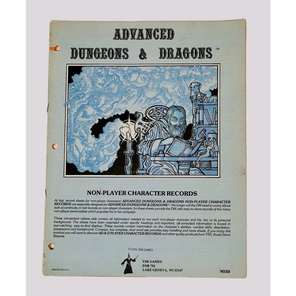 Advanced Dungeons & Dragons Non-Player Character Records AD&D NPC 1979 TSR #9030